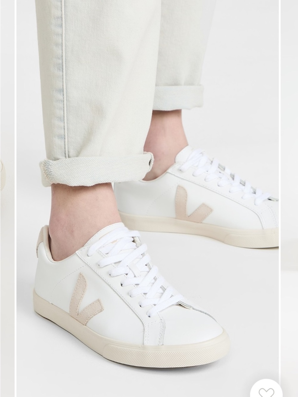 Veja esplar Women’s White Leather Sneakers with Cream V Accent